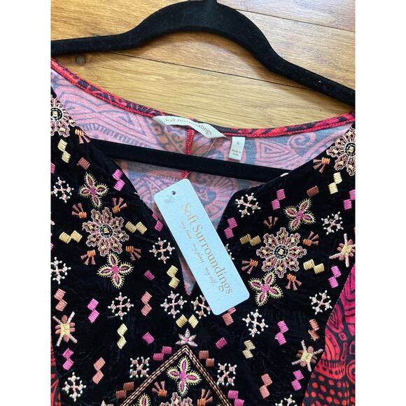 NWT Soft Surroundings Women's Size Large Tunic Suzi Embroidered Velvet Flowy Top - Picture 8 of 11